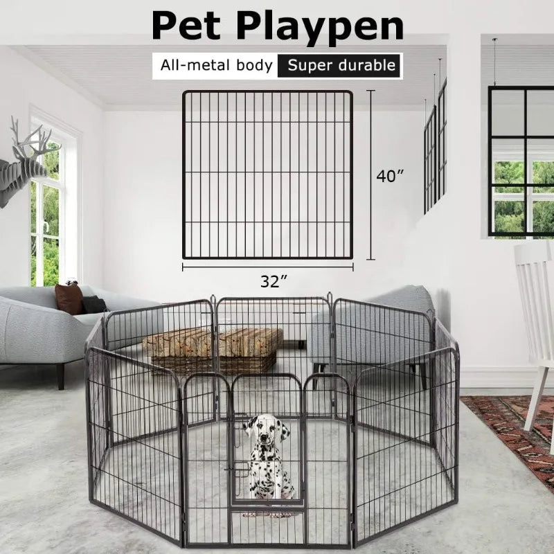 Playpen para Cães com 8 Painéis - Segurança e Liberdade