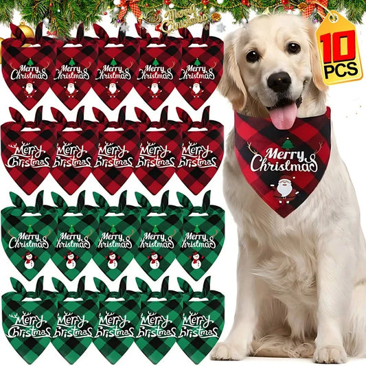 Lenço Triangular para Cães Grandes - Festa de Natal para Pets