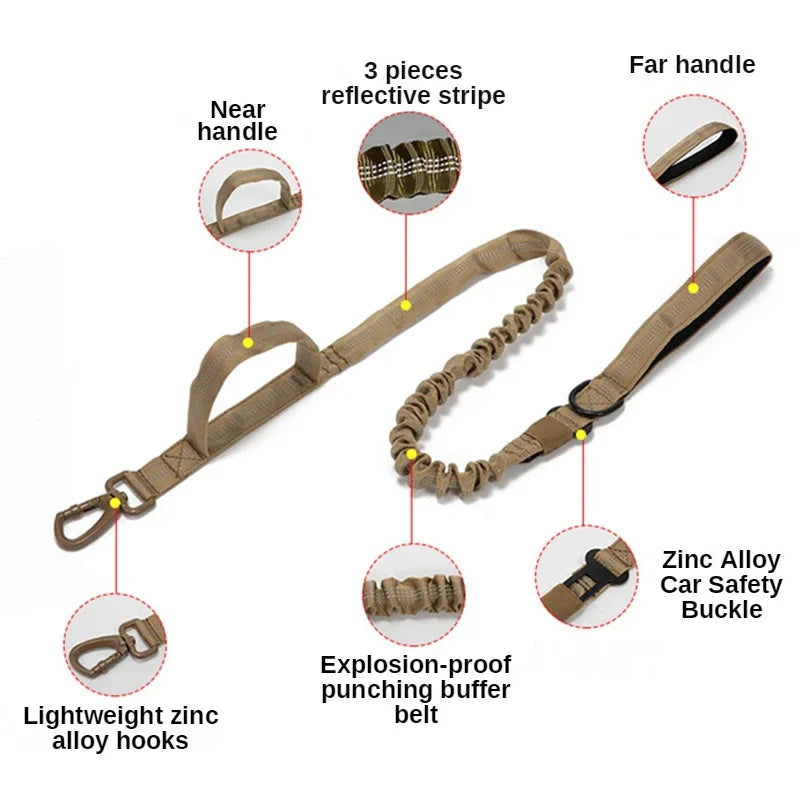 Conjunto de Coleira e Guia Tática Ajustável para Cães - Acessórios de Treinamento Resistente