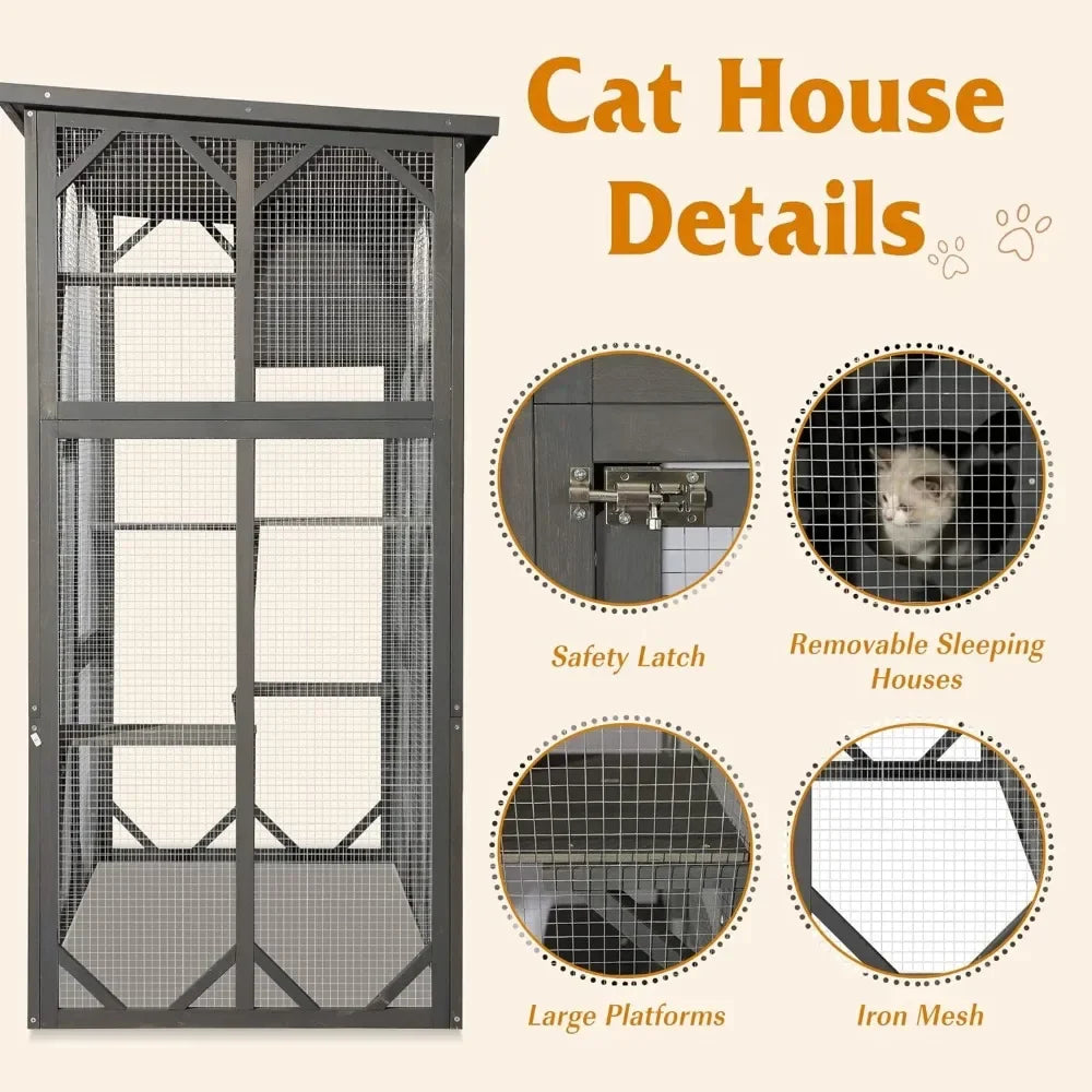 Grande Enclosure de Madeira para Gatos - Catio Externo