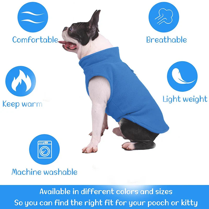 Roupas de Inverno para Cães Pequenos - Casaco Fleece Confortável para Buldogue Francês e Pugs