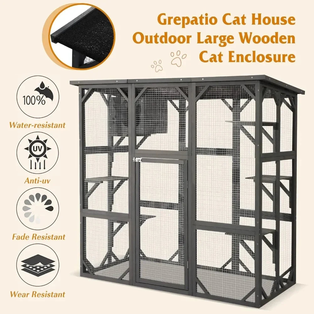 Grande Enclosure de Madeira para Gatos - Catio Externo