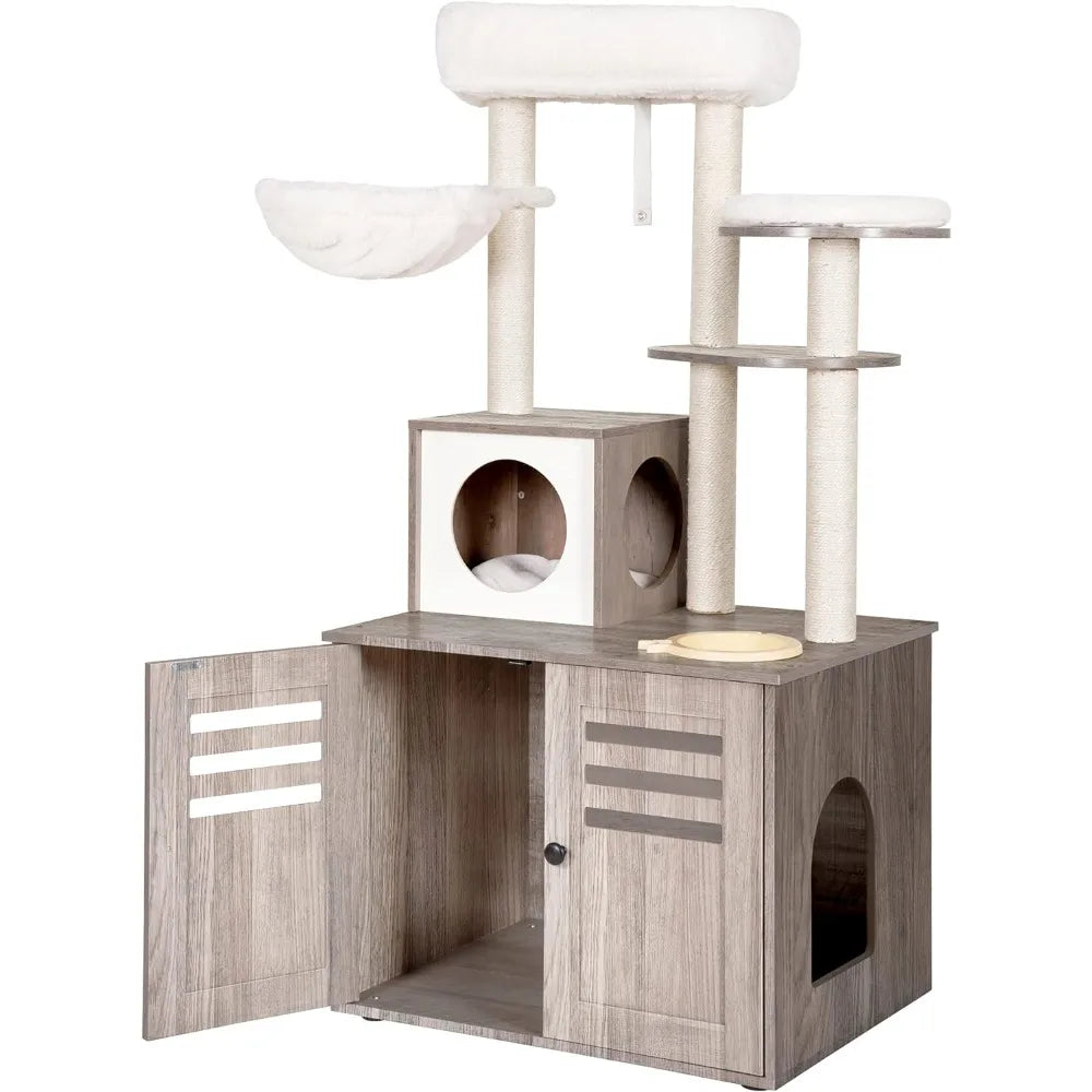 Torre Moderno de Arranhador para Gatos - Design Prático e Confortável