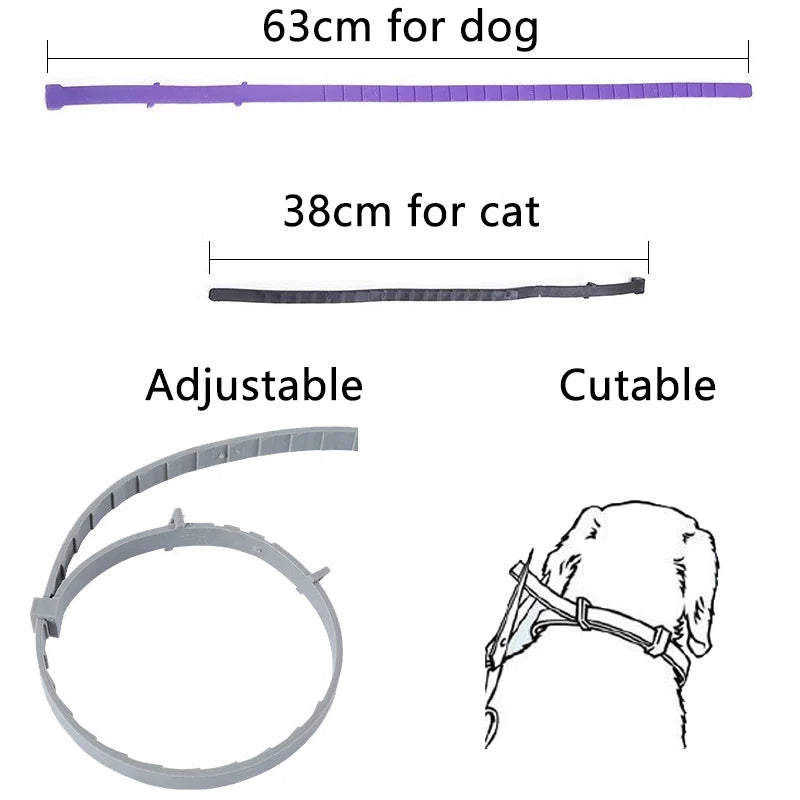 Collar Antiparasitário Ajustável para Cães e Gatos - Proteção Contra Pulgas, Mosquitos e Insetos