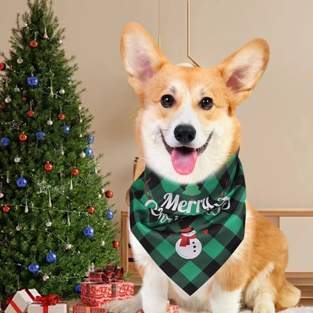 Lenço Triangular para Cães Grandes - Festa de Natal para Pets