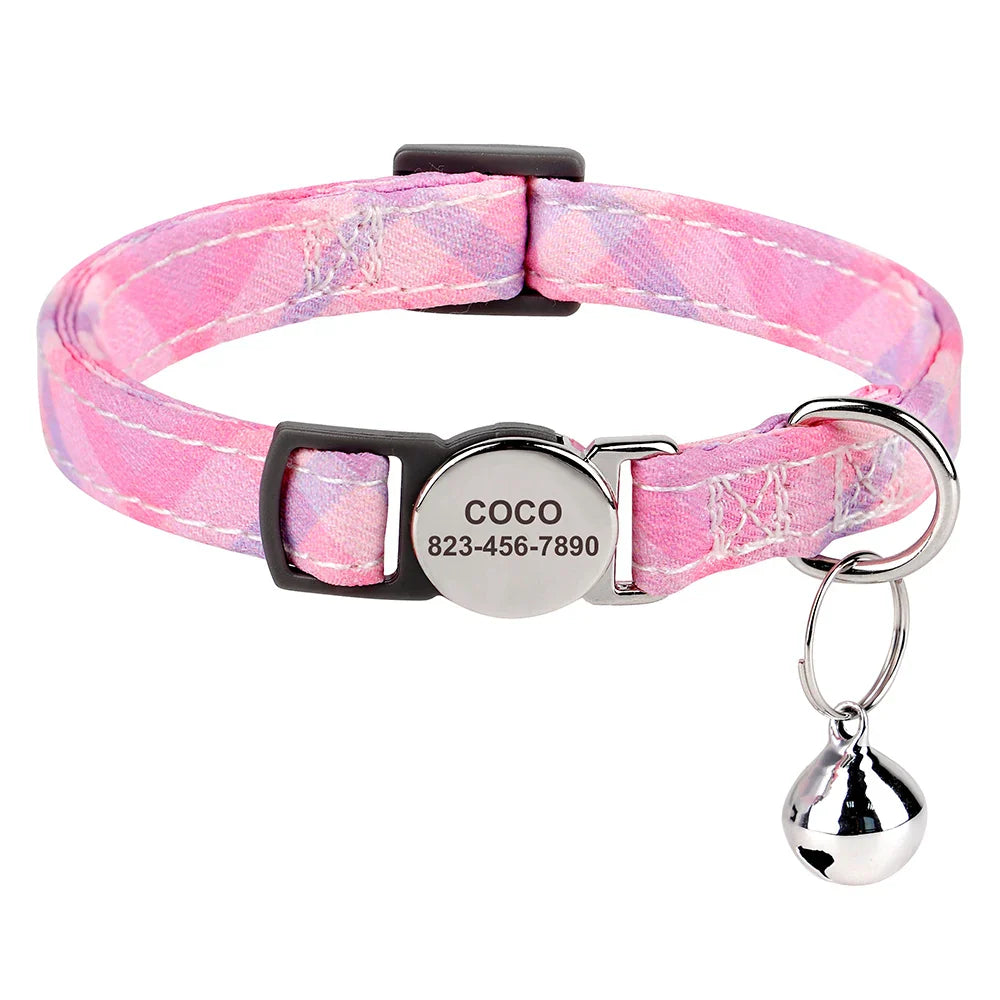 Collar Personalizado para Gatos e Cachorros com Identificação Antiperda e Sino