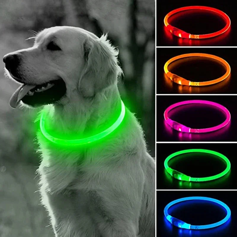 Colar Refletor LED para Cães - Segurança e Visibilidade Noturna