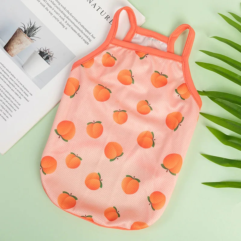 Colete Ultra Fino para Cães - Roupas Respiráveis para Verão com Estampa Frutal