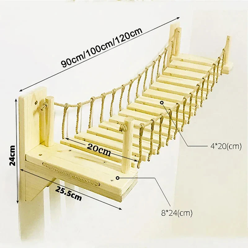 Ponte para Gato Suspensa com Arranhador e Cama Confortável - Mobiliário para Escalada