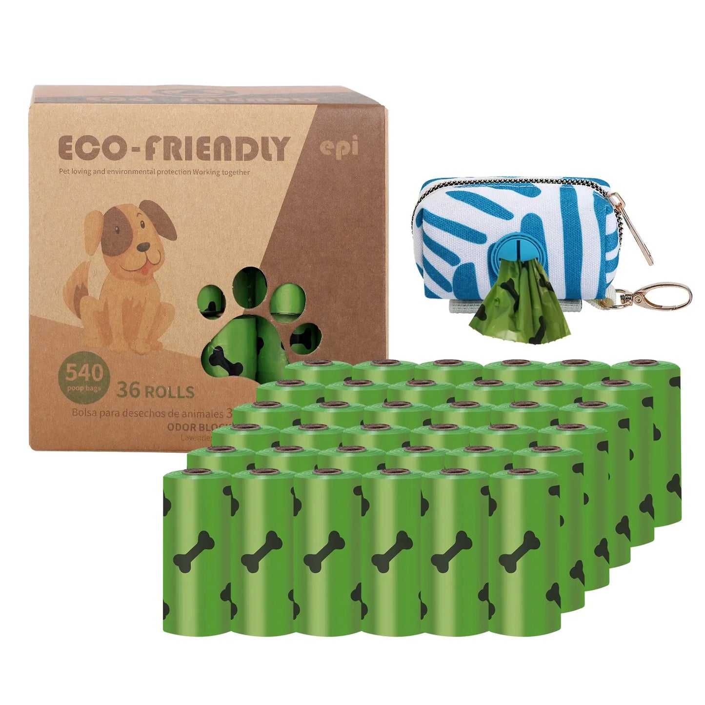 Sacos Biodegradáveis para Fezes de Cachorro com Dispenser - Suprimentos Ecológicos para Limpeza de Pets