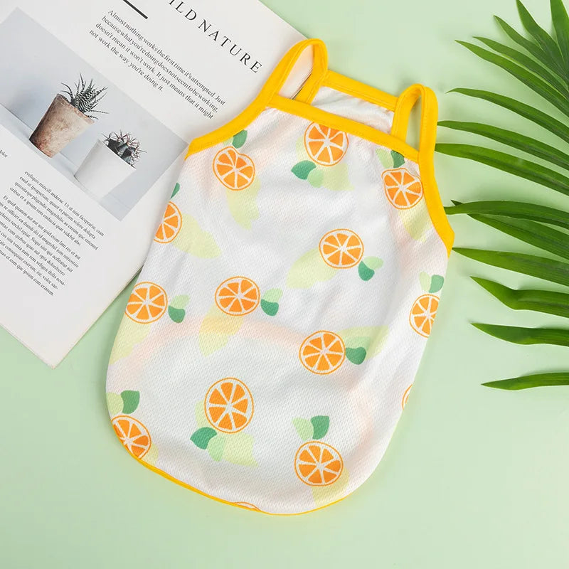 Colete Ultra Fino para Cães - Roupas Respiráveis para Verão com Estampa Frutal