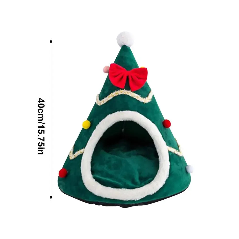 Casa de Tecido para Gatos em Forma de Árvore de Natal - Aconchego e Diversão