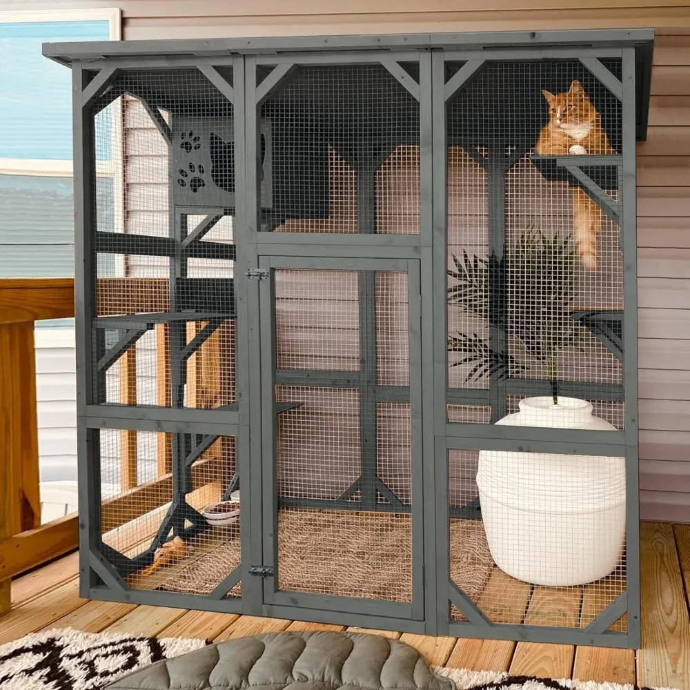 Grande Enclosure de Madeira para Gatos - Catio Externo