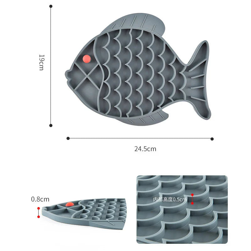 Tapete de Silicone em Forma de Peixe para Alimentação Lenta de Cães e Gatos