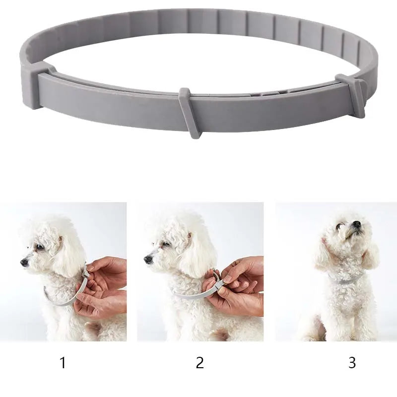 Collar Antiparasitário Ajustável para Cães e Gatos - Proteção Contra Pulgas, Mosquitos e Insetos