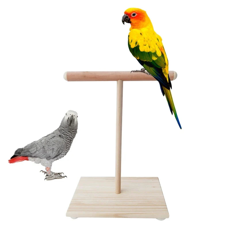 Poleiro de Madeira para Pássaros - Plataforma de Treinamento e Brinquedo para Aves