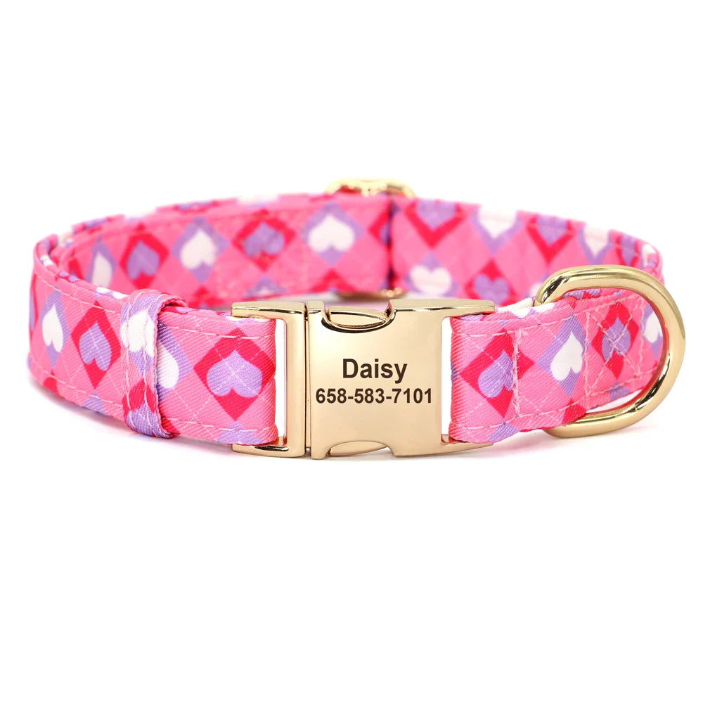 Collar de Nylon Personalizado com Estampa de Flor e Abelha - ID para Pets Inclusa