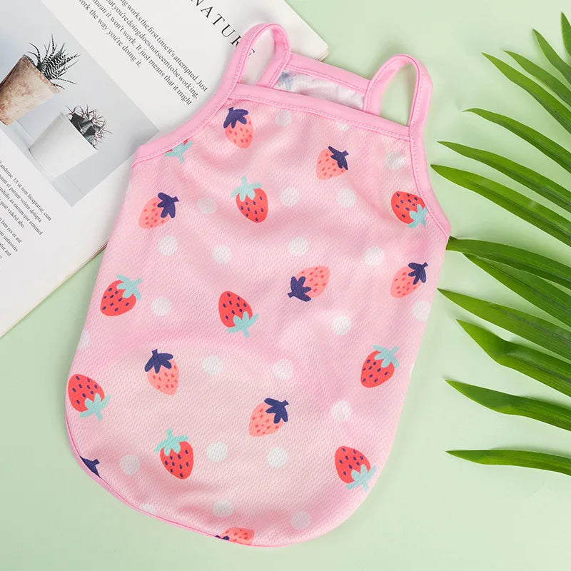 Colete Ultra Fino para Cães - Roupas Respiráveis para Verão com Estampa Frutal