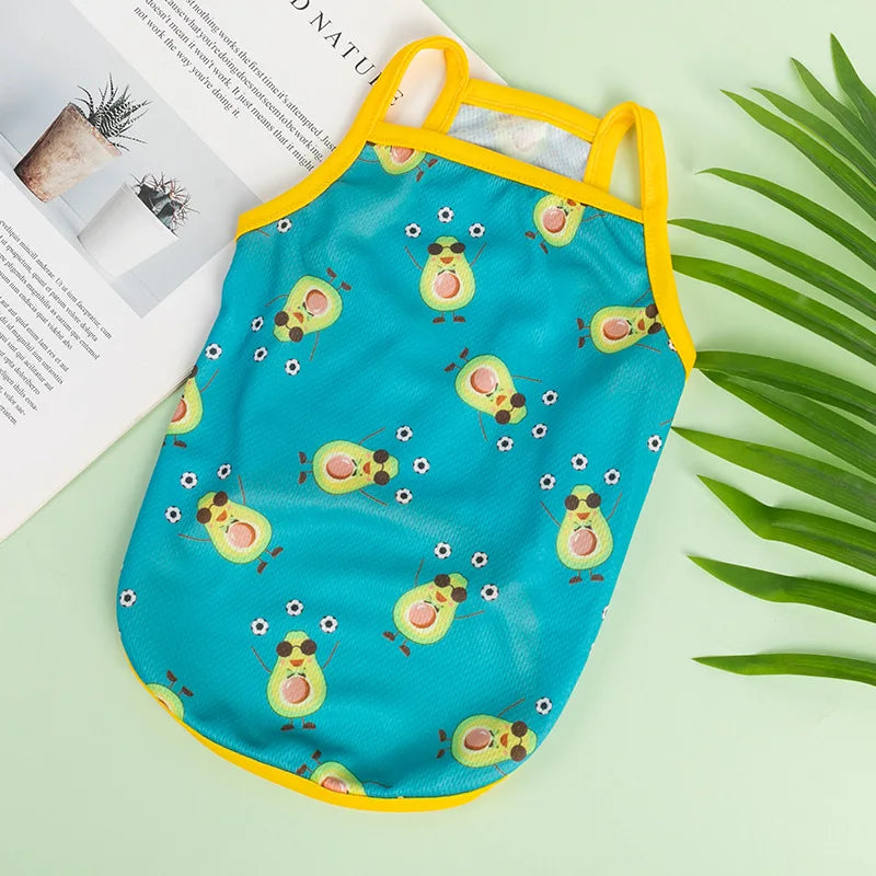 Colete Ultra Fino para Cães - Roupas Respiráveis para Verão com Estampa Frutal