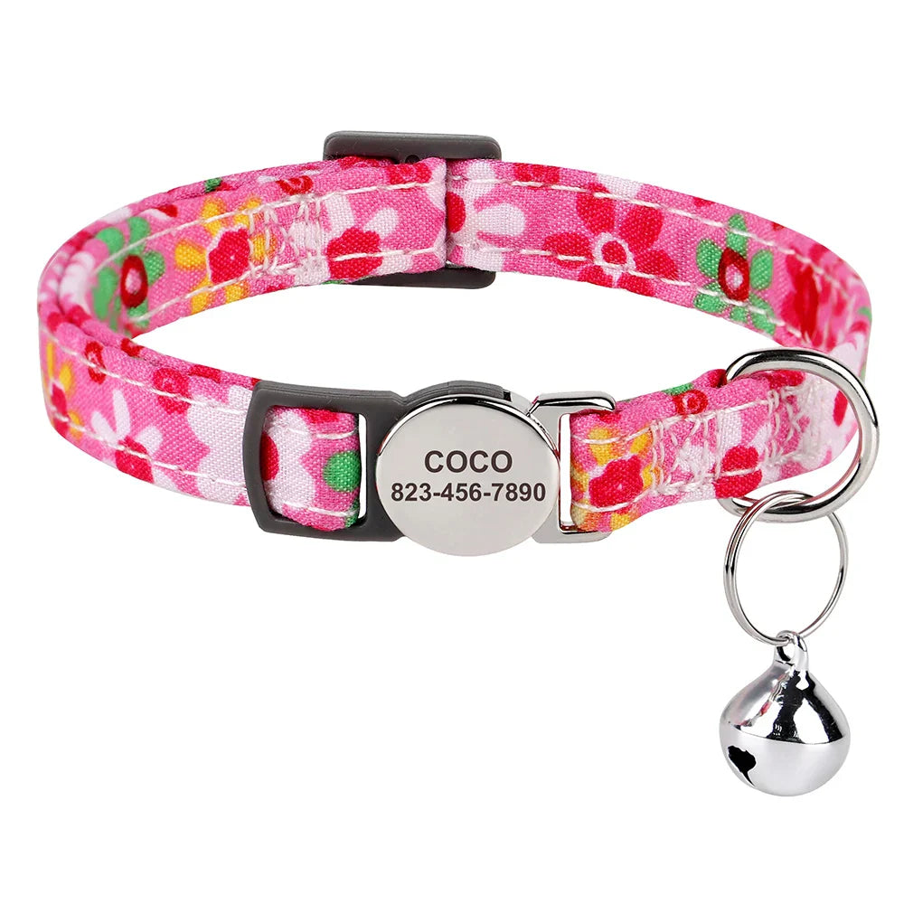 Collar Personalizado para Gatos e Cachorros com Identificação Antiperda e Sino