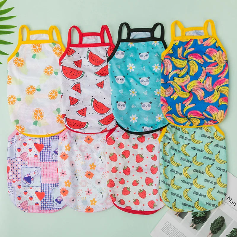 Colete Ultra Fino para Cães - Roupas Respiráveis para Verão com Estampa Frutal