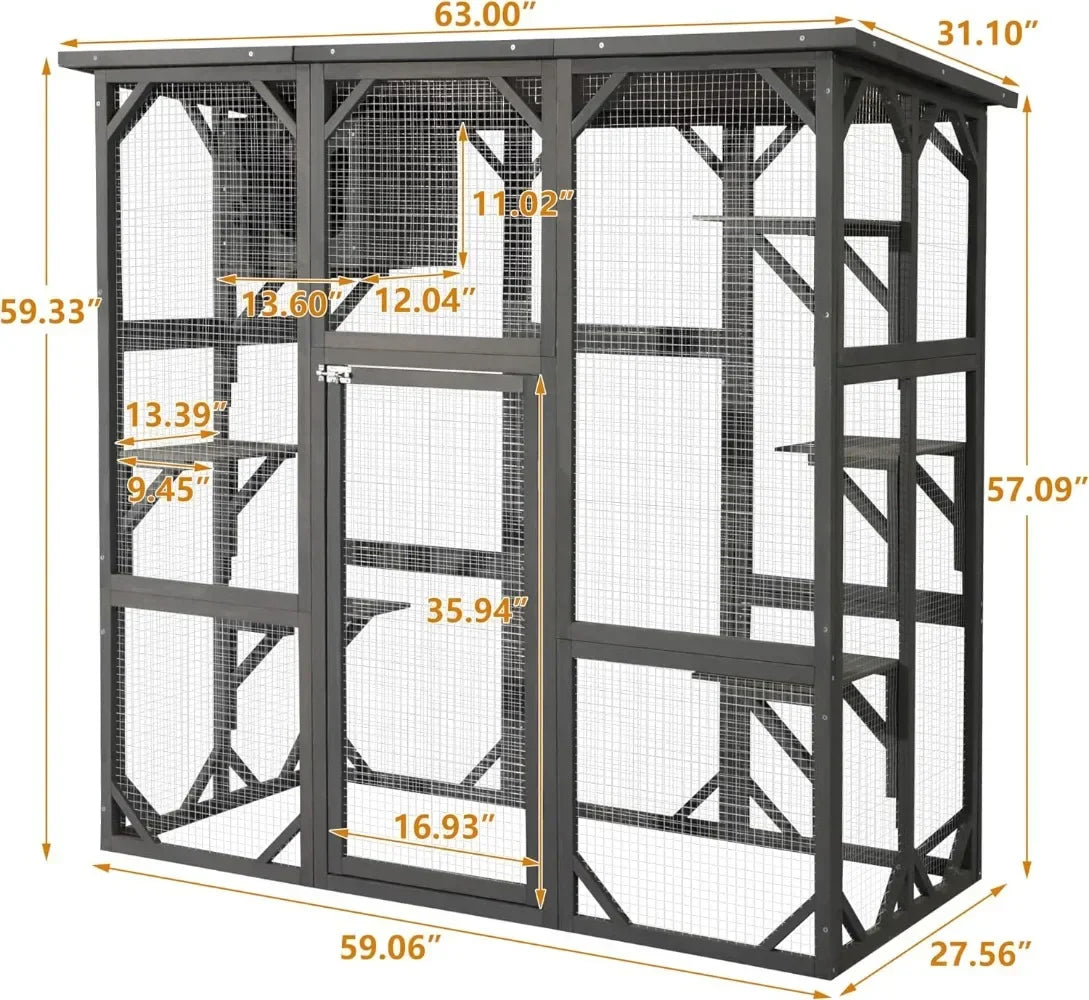 Grande Enclosure de Madeira para Gatos - Catio Externo