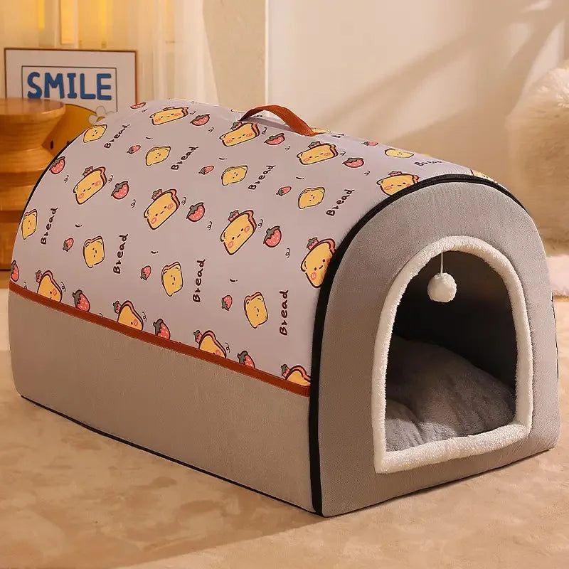 Casinha Aquecida para Cães - Cama Removível e Lavável para Conforto e Sono Profundo