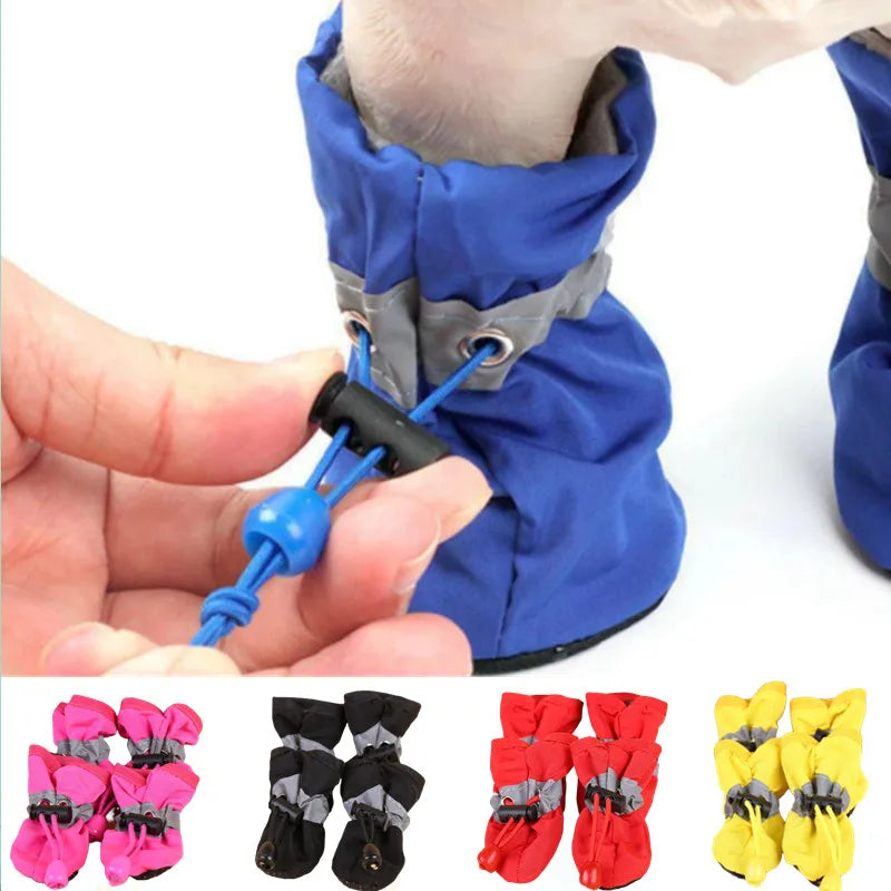 Conjunto de Botas Impermeáveis para Cães e Gatos - Antiderrapantes e Confortáveis