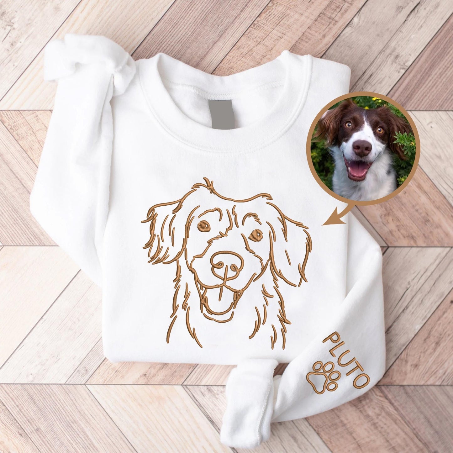 Sweatshirt Personalizada com Nome e Rosto de Cachorro Bordados – Presente Único para Donos de Pets | Alta Qualidade, Moderno, Durável, Confortável