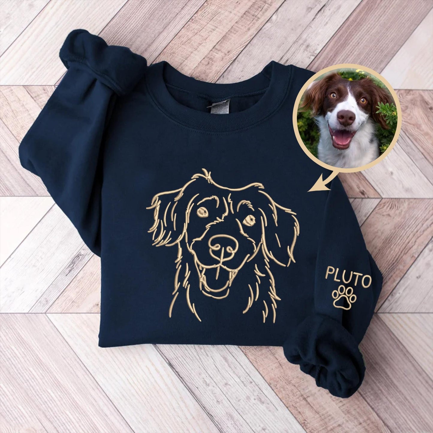 Sweatshirt Personalizada com Nome e Rosto de Cachorro Bordados – Presente Único para Donos de Pets | Alta Qualidade, Moderno, Durável, Confortável