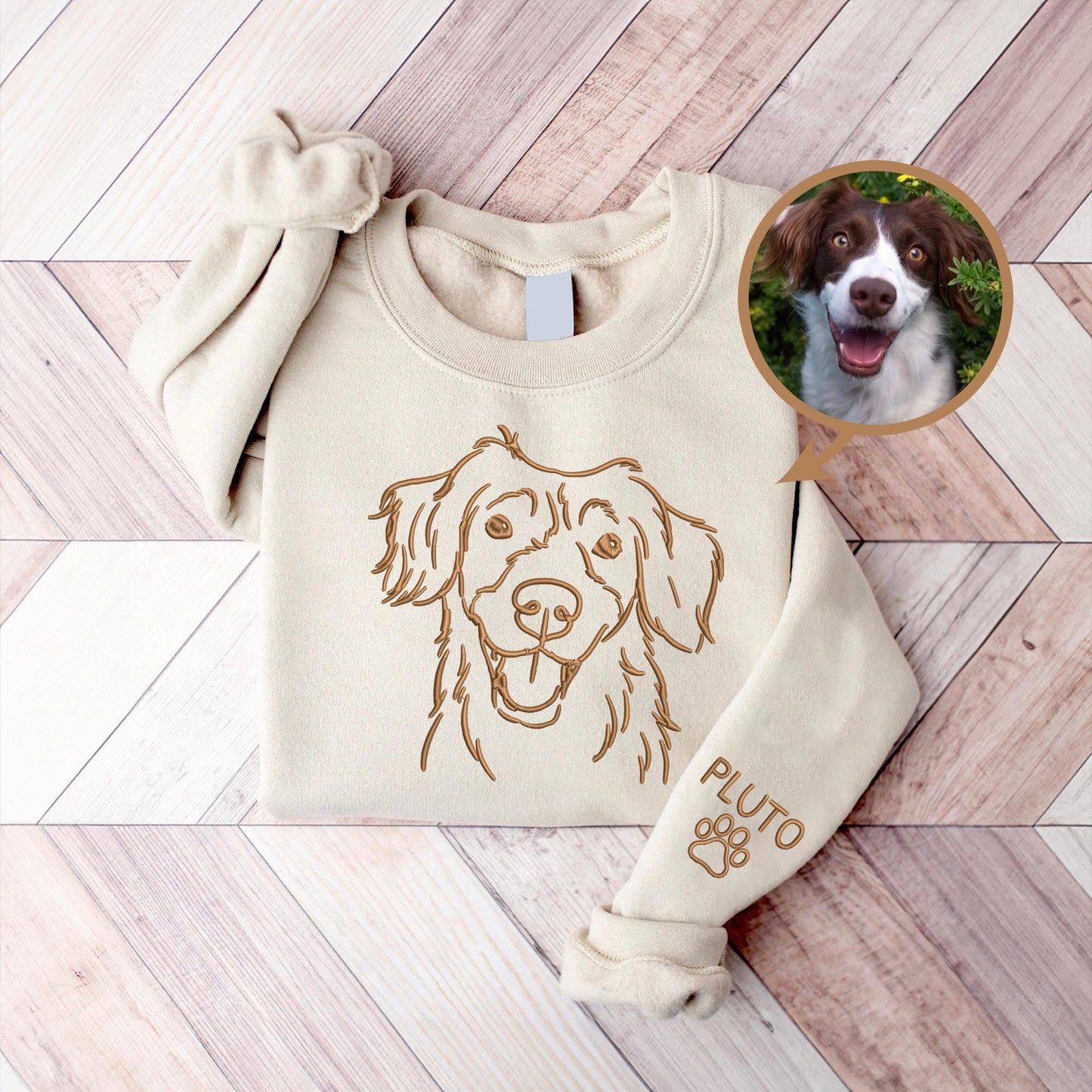 Sweatshirt Personalizada com Nome e Rosto de Cachorro Bordados – Presente Único para Donos de Pets | Alta Qualidade, Moderno, Durável, Confortável