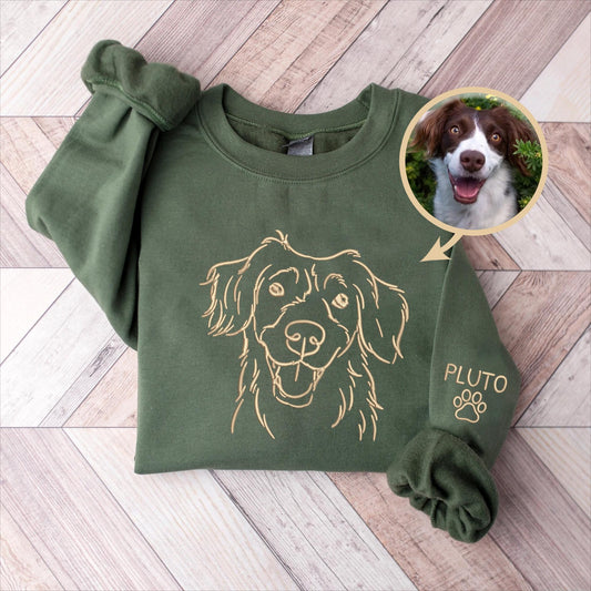 Sweatshirt Personalizada com Nome e Rosto de Cachorro Bordados – Presente Único para Donos de Pets | Alta Qualidade, Moderno, Durável, Confortável