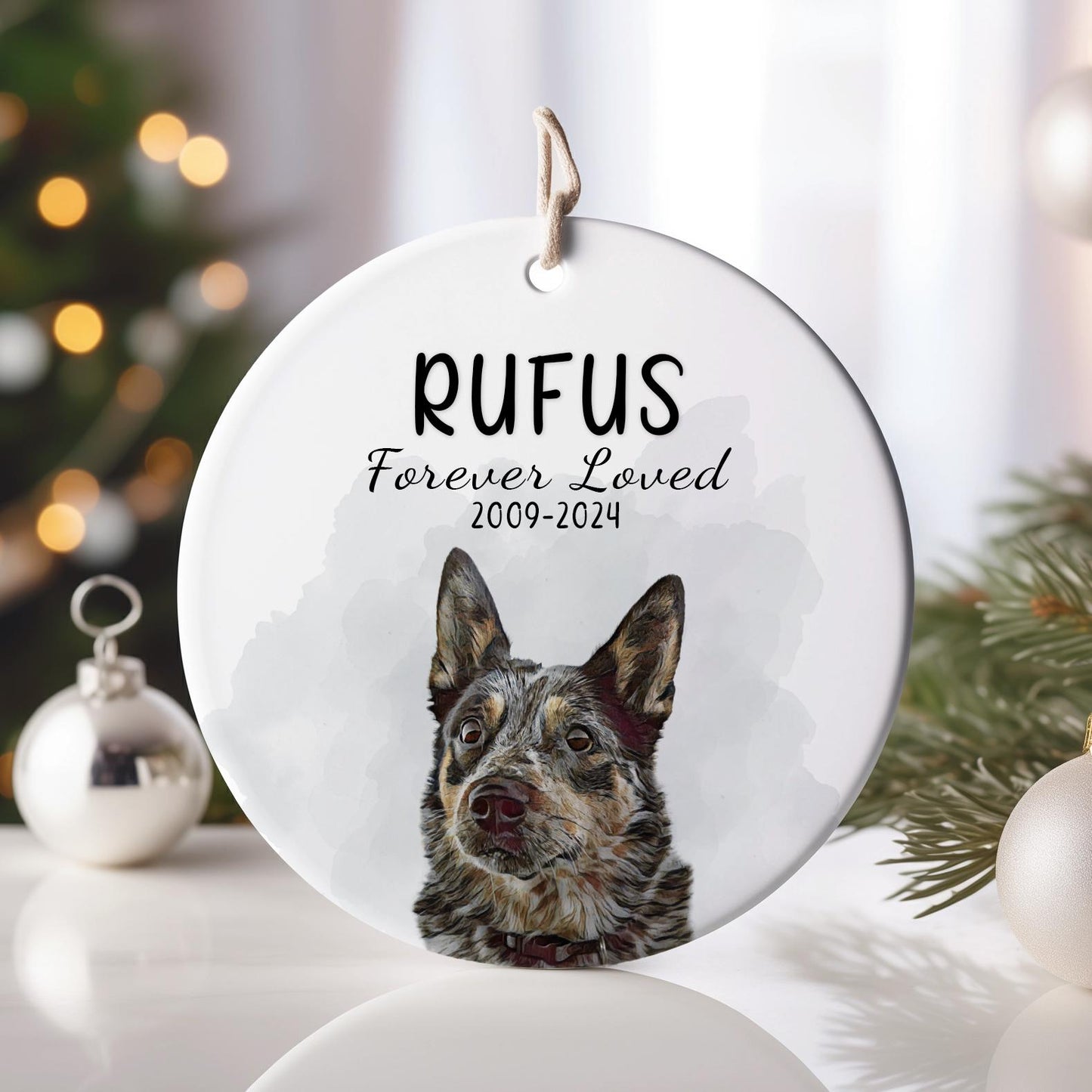 Enfeite Personalizado de Foto em Aquarela para Pets – Presente de Natal para Amantes de Cães | Alta Qualidade, Moderno, Durável, Confortável