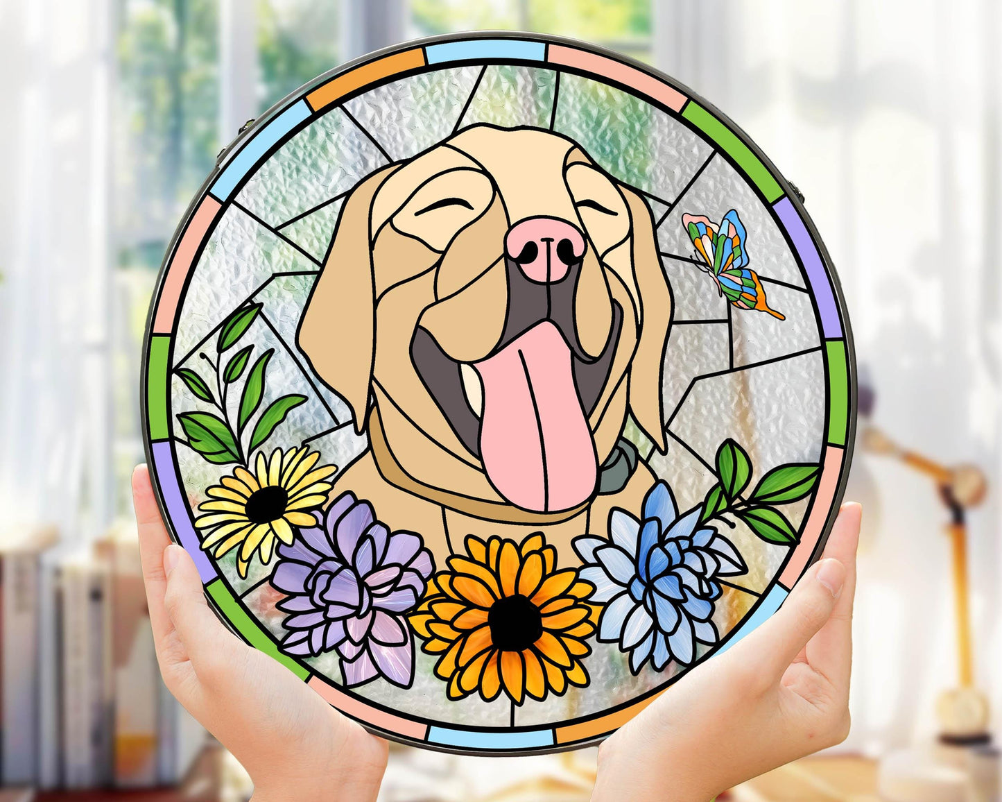 Suncatcher Personalizado com Retrato de Pet – Presente Memorável para Amantes de Animais | Alta Qualidade, Moderno, Durável, Confortável