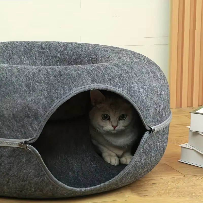 Túnel e Cama Aconchegante para Gatos - Diversão e Conforto